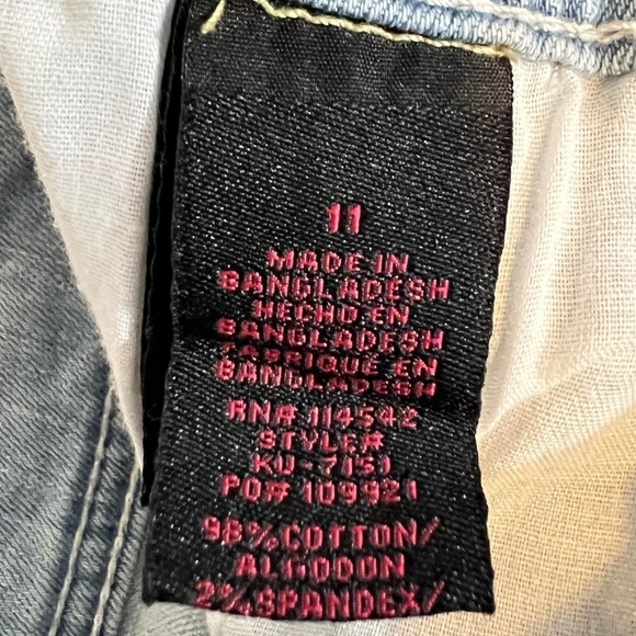 Dollhouse Juniors Sz 11 Denim Overalls Distressed Stretch Blue Short-alls NWT - Picture 15 of 16